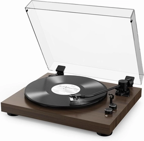 Belt-Drive Bluetooth Turntable with Magnetic Cartridge, Bluetooth 5.3, Built-in Phono Preamp, RCA Output, 33/45 RPM Vinyl Record Player, Vintage Wood Grain Design & Anti-Vibration Feet belt-drive turntable,vinyl record player,audiophile turntable,