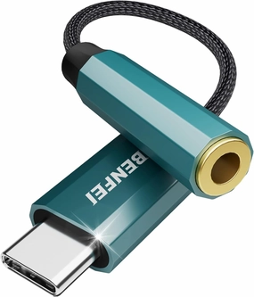 BENFEI USB C to Audio Jack Adapter with DAC chipset, USB-C to 3.5mm Female Headphone Compatible with iPhone 15 Pro Max/15 Pro/15, Samsung Galaxy S24/S23/S22/S21 Ultra, iPad Pro, Pixel 8 Blue DAC,USB audio converter,digital to analog converter,