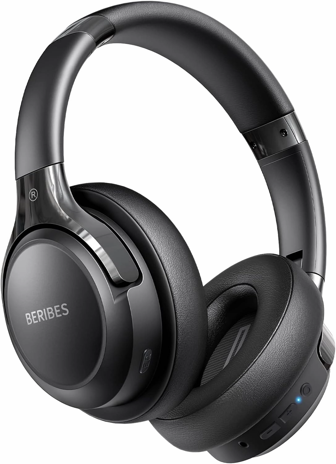 BERIBES Bluetooth Headphones Over Ear, 65H Playtime and 6 EQ Music Modes Wireless Headphones with Microphone, HiFi Stereo Foldable Lightweight Headset, Deep Bass for Home Office Cellphone PC Ect. over-ear headphones,closed back headphones,wireless studio c
