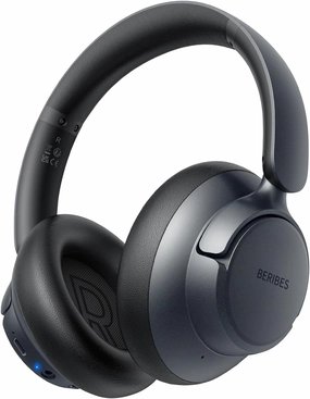 BERIBES Upgraded Hybrid Active Noise Cancelling Headphones with Transparent Modes,70H Playtime Bluetooth Headphones Wireless Bluetooth with Mic, Deep Bass,3.5MM Cable,Soft-Earpads,Fast Charging-Black over-ear headphones,closed back headphones,wireless stud