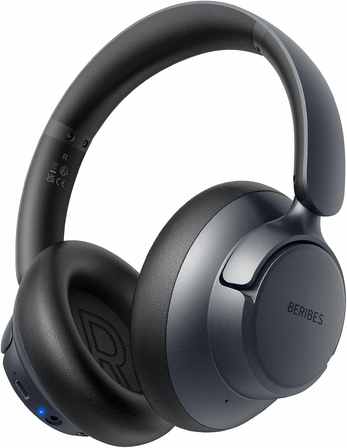 BERIBES Upgraded Hybrid Active Noise Cancelling Headphones with Transparent Modes,70H Playtime Bluetooth Headphones Wireless Bluetooth with Mic, Deep Bass,3.5MM Cable,Soft-Earpads,Fast Charging-Black over-ear headphones,closed back headphones,wireless stud