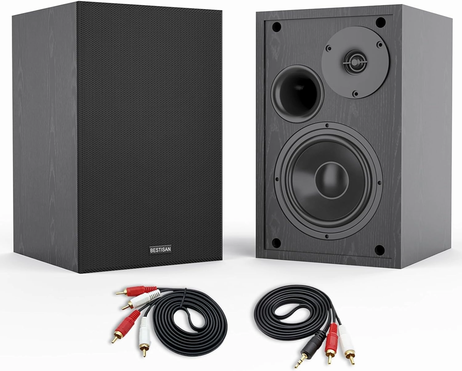 BESTISAN Bookshelf Speakers, 4 Inch Powered Bookshelf Speakers with Deep Bass, Bluetooth 5.0 Studio Monitor Speakers, 2.0 Neared Field Audio Speakers with 2 RCA Line Input, Set of 2 Black-New Model wireless speakers,portable Bluetooth speaker,multiroom spe