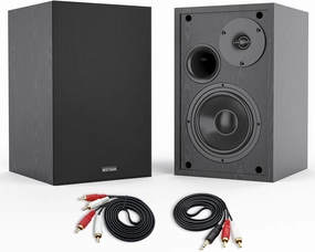 BESTISAN Bookshelf Speakers, 4 Inch Powered Bookshelf Speakers with Deep Bass, Bluetooth 5.0 Studio Monitor Speakers, 2.0 Neared Field Audio Speakers with 2 RCA Line Input, Set of 2 Black-New Model floorstanding speakers,tower speakers,stereo floor speaker