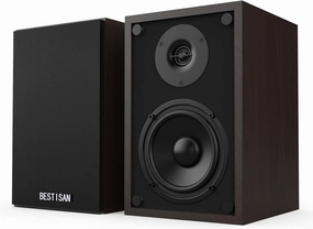 BESTISAN Bookshelf Speakers, Powered Bluetooth Speakers with RCA Input and Sub Output, Wireless Bluetooth Speakers with 4 Inch Woofer, Wood Grain bookshelf speakers,compact stereo speakers,hi-fi shelf speakers,