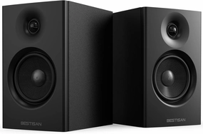 BESTISAN Powered Bluetooth Bookshelf Speakers, 50W with 4-Inch Woofer, Ideal for Record Player, Turntable, PC, and TV bookshelf speakers,compact stereo speakers,hi-fi shelf speakers,