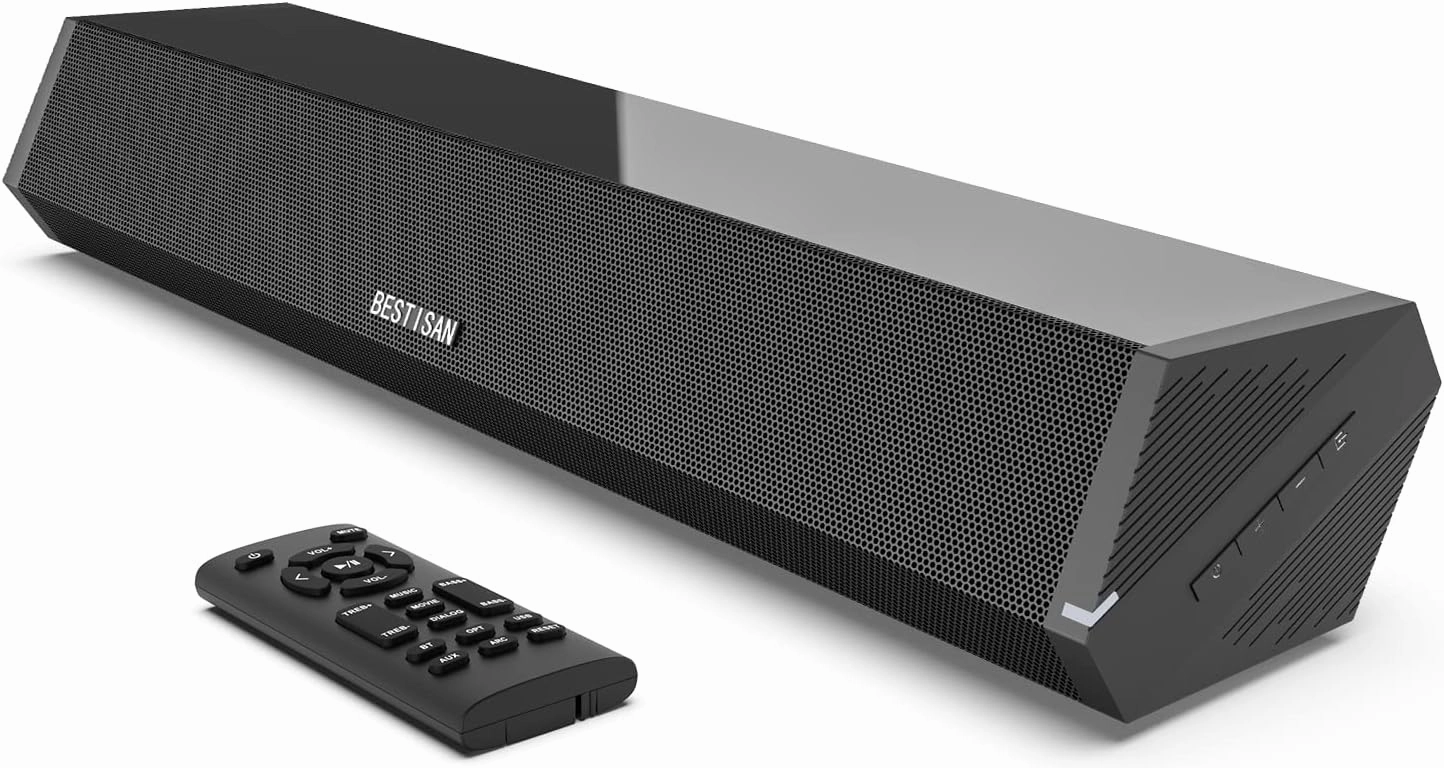 Bestisan Sound Bars for TV, 16'/50W Small Soundbar for TV, Sound Bar with Depths Sound Enhanced/DSP/Bass /3EQ, Surround Sound Speakers for TV Works with HDMI ARC/CEC,Optical/BT/PC  soundbar,TV speaker bar,home theater soundbar,