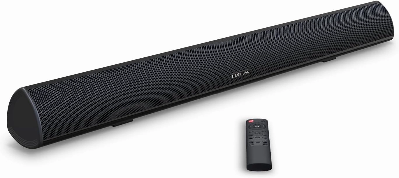 BESTISAN Soundbar, TV Sound Bar with Wired HDMI and Wireless Bluetooth 5.0 Home Theater System (28 Inch, Enhanced Bass Technology, 3-Inch Drivers, Bass Adjustable, Wall Mountable, DSP) surround sound system,cinema audio kit,5.1 surround package,