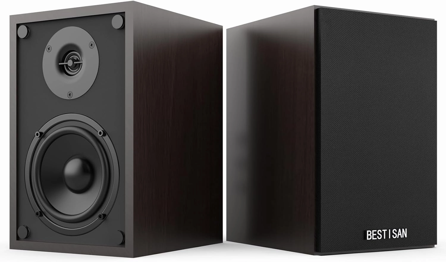 BESTISAN SR04F-01 Bookshelf Speakers with Bluetooth and Sub Out Port, Powered Stereo RCA Speakers for Turntables, Record Player, Desktop, TV, RCA Input, Pair bookshelf speakers,compact stereo speakers,hi-fi shelf speakers,