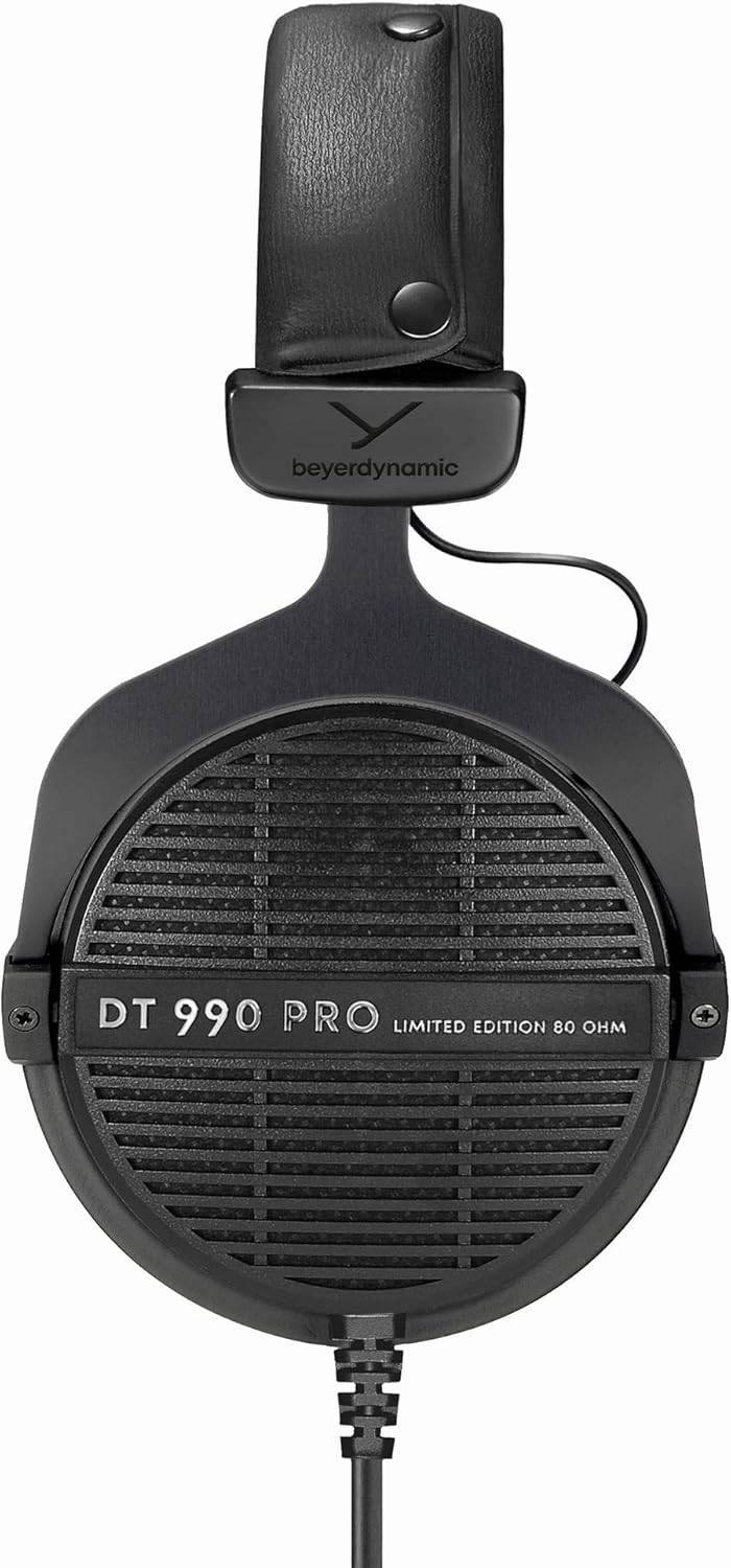 beyerdynamic Dt 990 Pro Over-Ear Studio Monitor Headphones - Open-Back Stereo Construction, Wired (80 Ohm, Black (Limited Edition))
