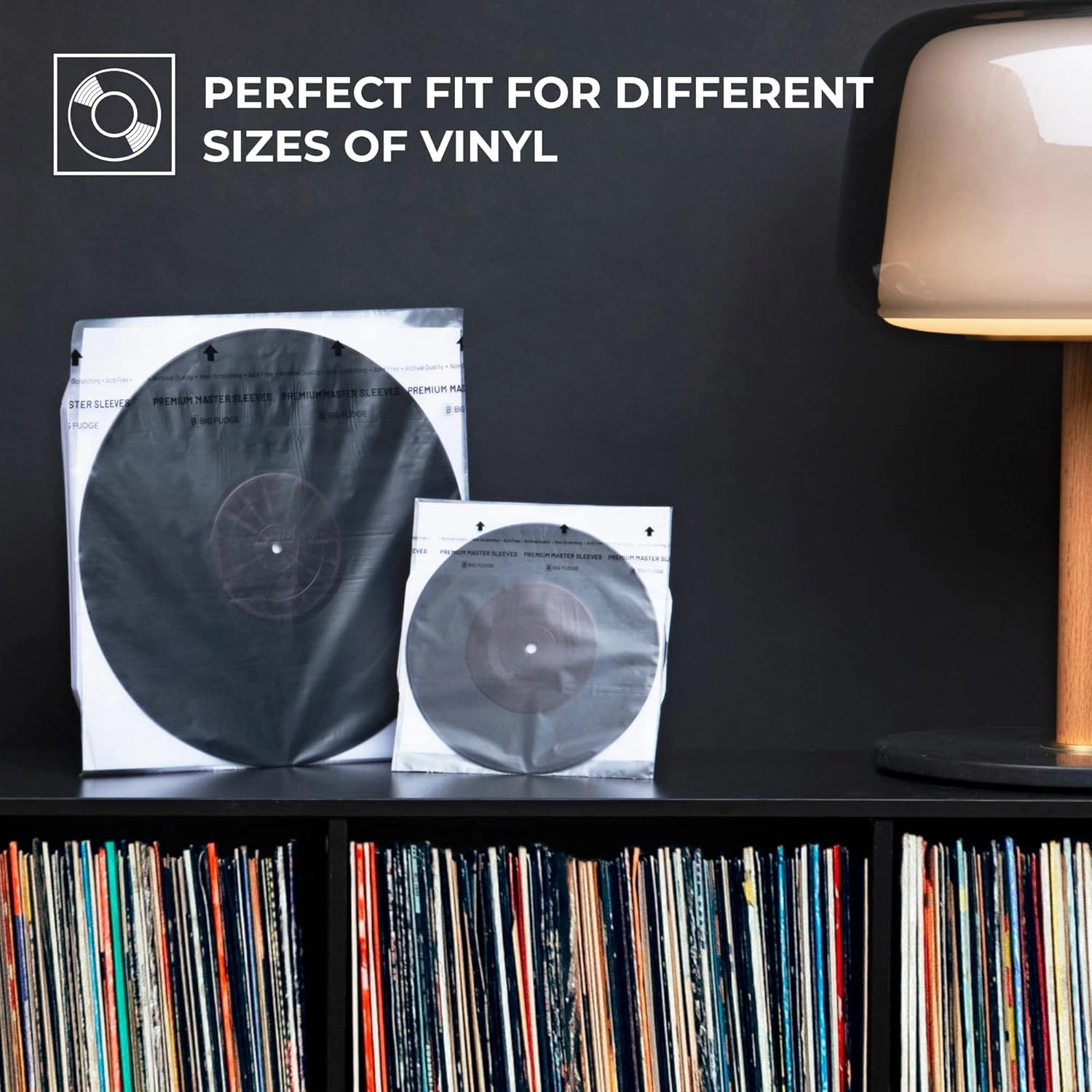 Big Fudge 50x Premium Vinyl Record Inner Sleeves - Clear 3-Ply Album Covers with Anti-Static Rice Paper - Master Vinyl Record Sleeves - Acid Free Protective Cover for 12" Records