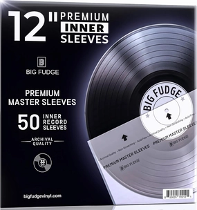 Big Fudge 50x Premium Vinyl Record Inner Sleeves - Clear 3-Ply Album Covers with Anti-Static Rice Paper - Master Vinyl Record Sleeves - Acid Free Protective Cover for 12" Records vinyl storage,record holder,LP organizer,