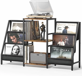 Bikoney Record Player Stand - 6-Tier Vinyl Record Storage for Up to 280 Albums, Holder for Living Room vinyl storage,record holder,LP organizer,