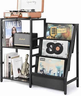 Bikoney Record Player Stand, Turntable Stand with 3-Tier Vinyl Record Storage, Record Player Table Up to 200 Albums, End Table for Records, Vinyl Record Holder vinyl accessories,turntable parts,record player tools,