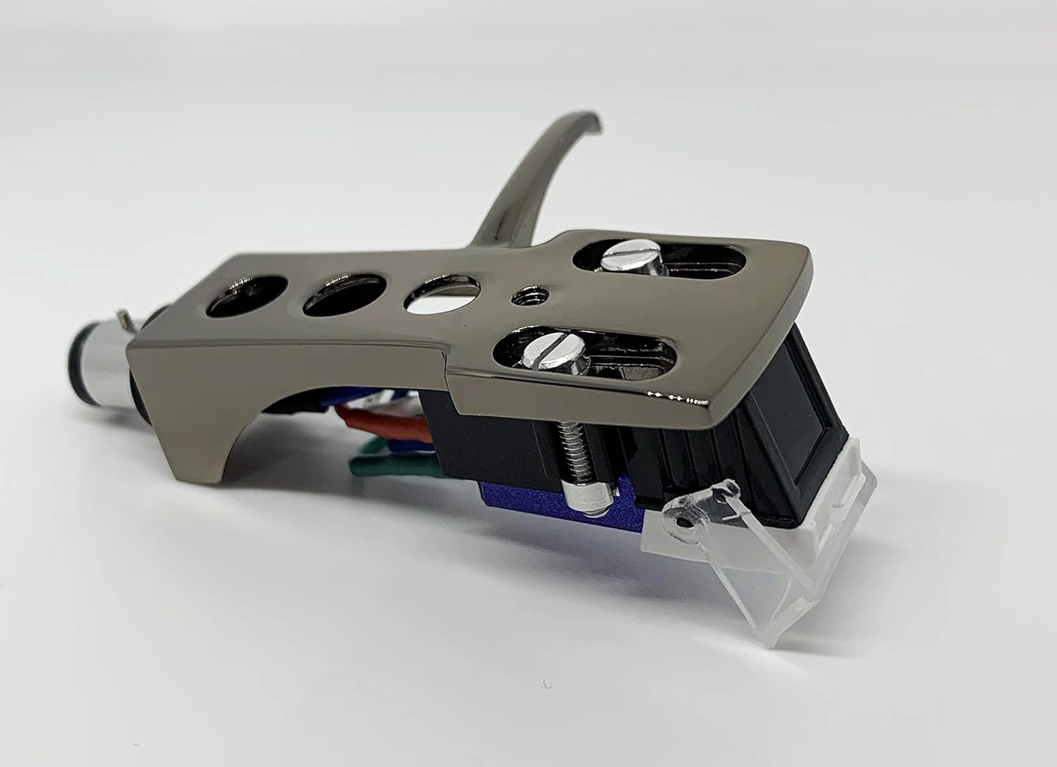 Blue Cartridge and Stylus, needle and Titanium Headshell with mounting bolts for Pioneer SPL100, PL112D, PL12D, PL117D, PL15R, PL514, PL50 turntable cartridge,phono cartridge,MM MC stylus,