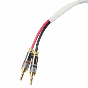 Blue Jeans Cable Ten White Speaker Cable, with Welded Terminations (Single Cable - for one Speaker), Assembled in USA (8 Foot, Bananas to Bananas) speaker cable,audio wire,hi-fi speaker cord,