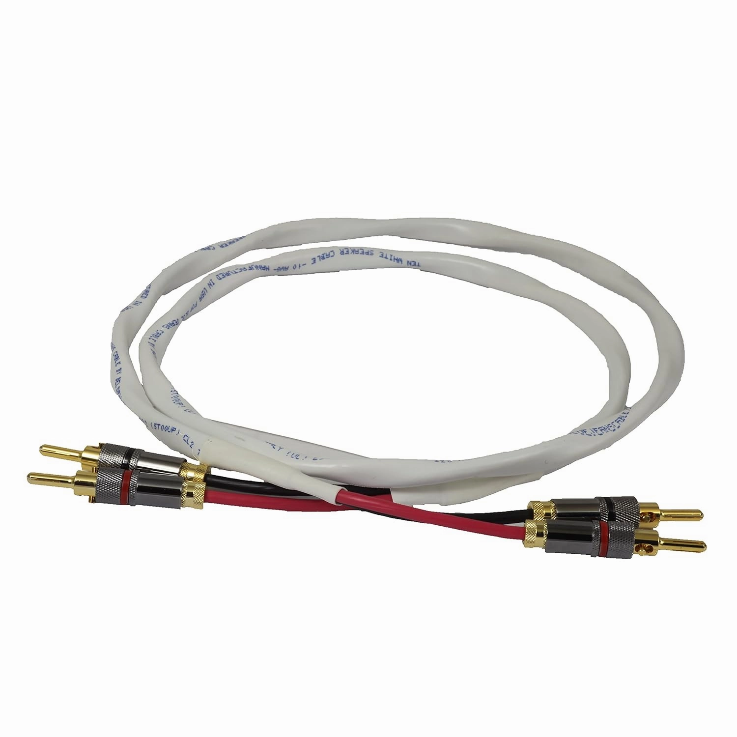 Blue Jeans Cable Ten White Speaker Cable, with Welded Terminations (Single Cable - for one Speaker), Assembled in USA (8 Foot, Bananas to Bananas)