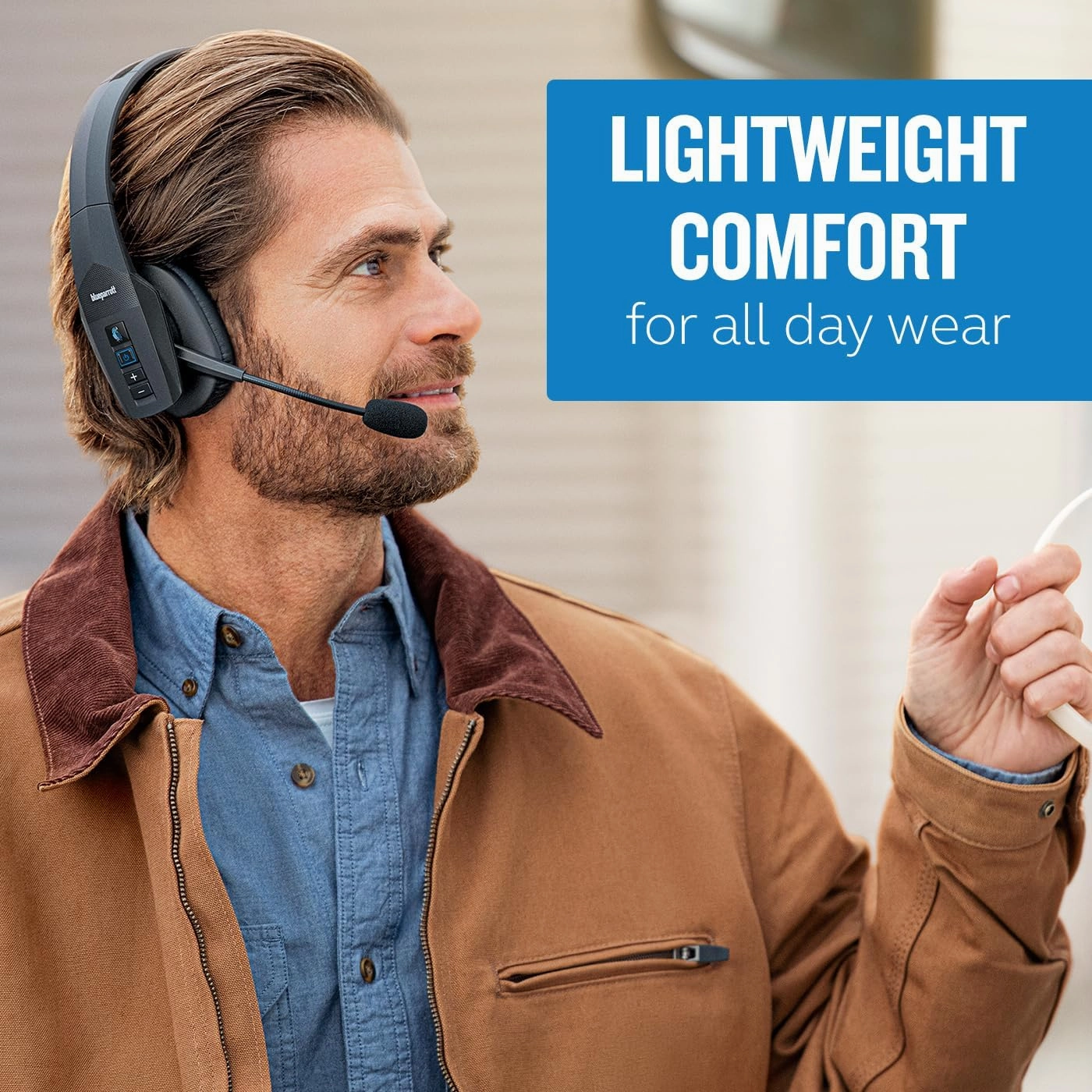 BlueParrott B450-XT Mono Bluetooth Wireless Headphones 96% Noise Canceling Over Head Trucker Headset with Mic, All Day Comfort Padded Headband, 300 ft. Wireless Range, 24 hrs. Talk Time, Black