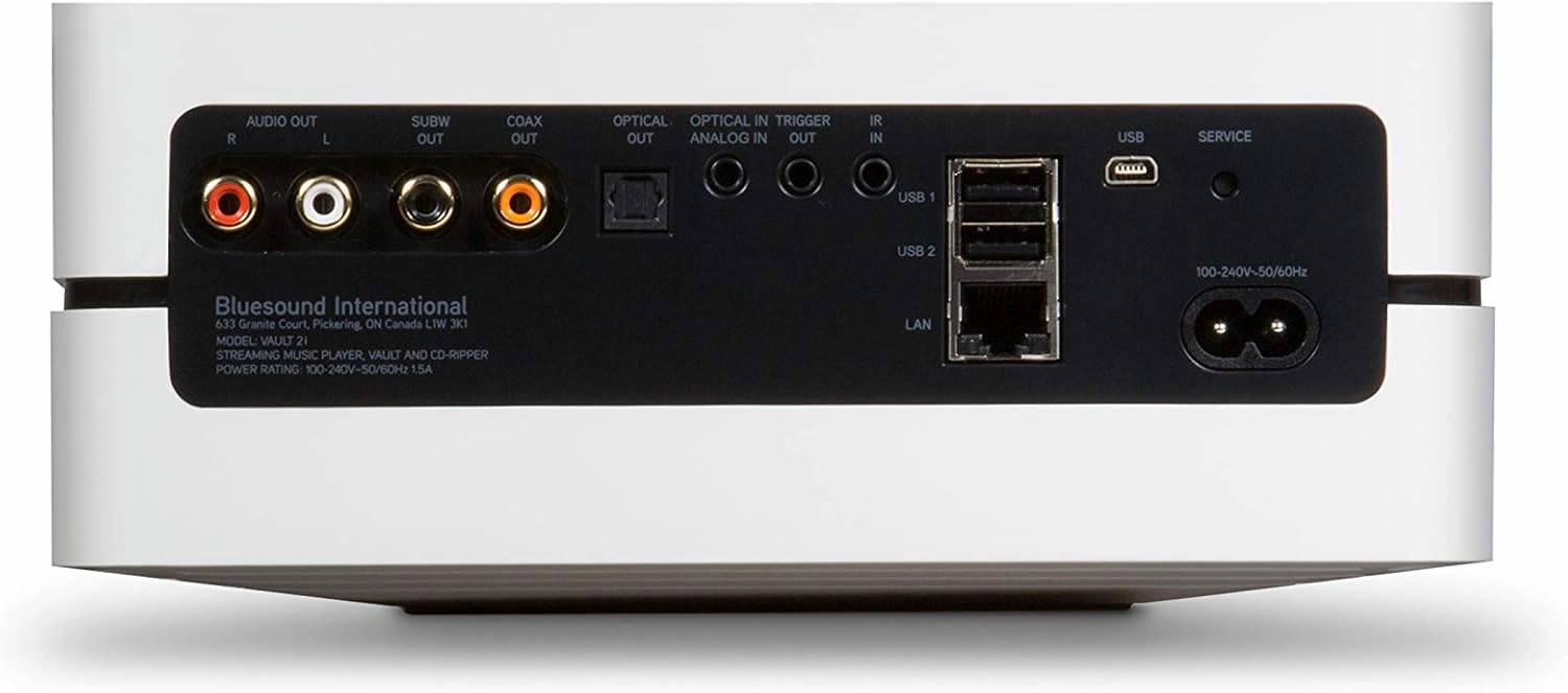 Bluesound Vault 2i High-Res 2TB Network Hard Drive CD Ripper and Streamer - White - Compatible with Alexa and Siri