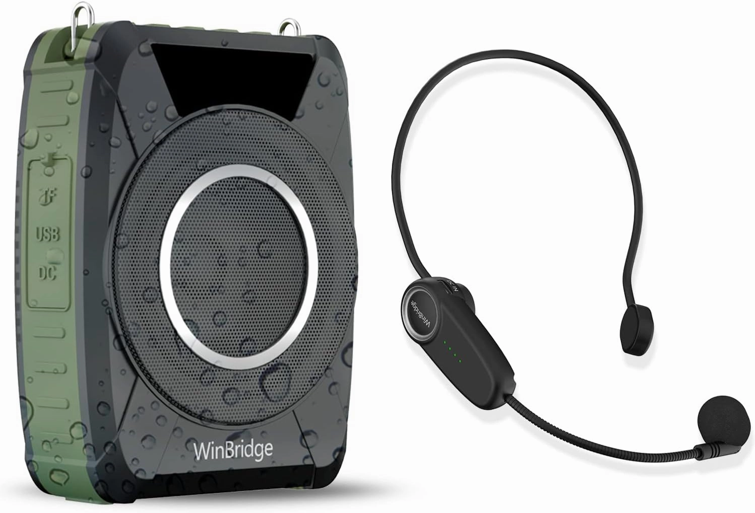 Bluetooth 5.0 Voice Amplifier with Wireless Mic Headset, Waterproof Personal Microphone Wireless Voice Amplifier, 20W Loudly Portable Megaphone PA System for Teachers, Safety Drills, Outdoors Indoors power amplifier,stereo amp,hi-fi power amp,