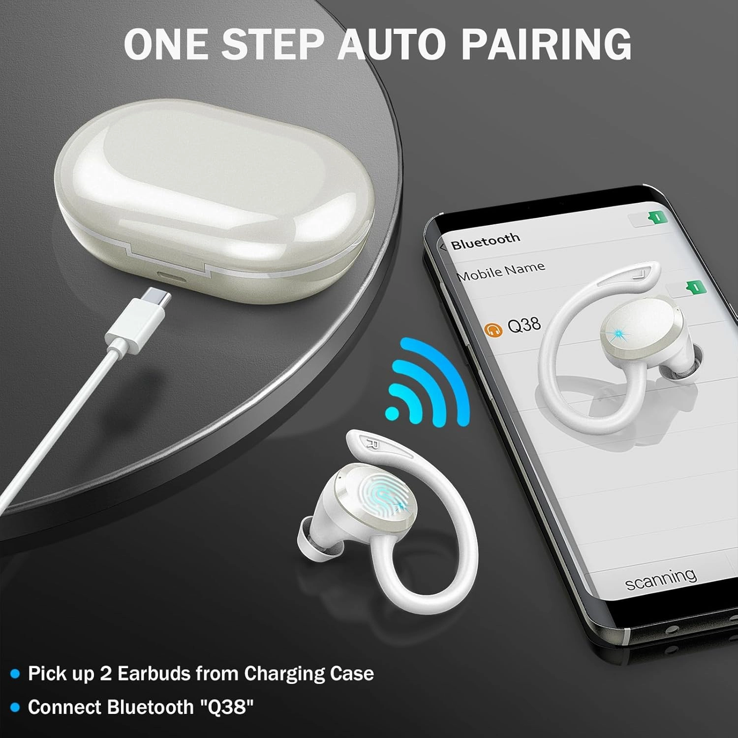 Bluetooth 5.4 Headphones Sport, 2025 Wireless Earbuds Bass Hi-Fi Stereo Over Ear Buds, 56Hrs Noise Cancelling Headset with Earhook, IP7 Waterproof Earphones Workout Running for Laptop Pad Android iOS
