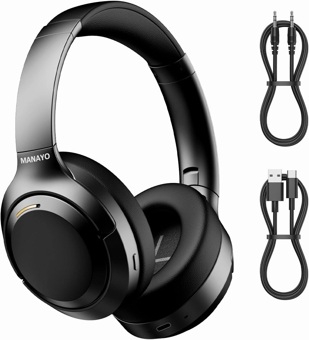Bluetooth Active Noise Cancelling Headphones, Wireless Over The Ear Headphones with Microphone for Travel, Home, Office, 150H Playtime, Bluetooth 5.4, Hands-Free Calls noise cancelling headphones,ANC headphones,travel headphones,