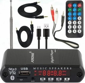 Bluetooth Audio Receiver FM Radio,MP3 Digital Player,LED 4-Digital Display,SD Card/USB Playback 3.5mm Audio Output(Black) network audio player,digital streamer,audio file player,