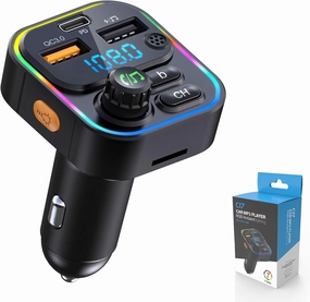 Bluetooth FM Transmitter,2.5W PD Fast Charger USB C Car Adapter AUX Wireless FM Radio Transmitter, Hands-Free CallingAudio Receiver for Car wireless audio bridge,Bluetooth transmitter,WiFi audio link,
