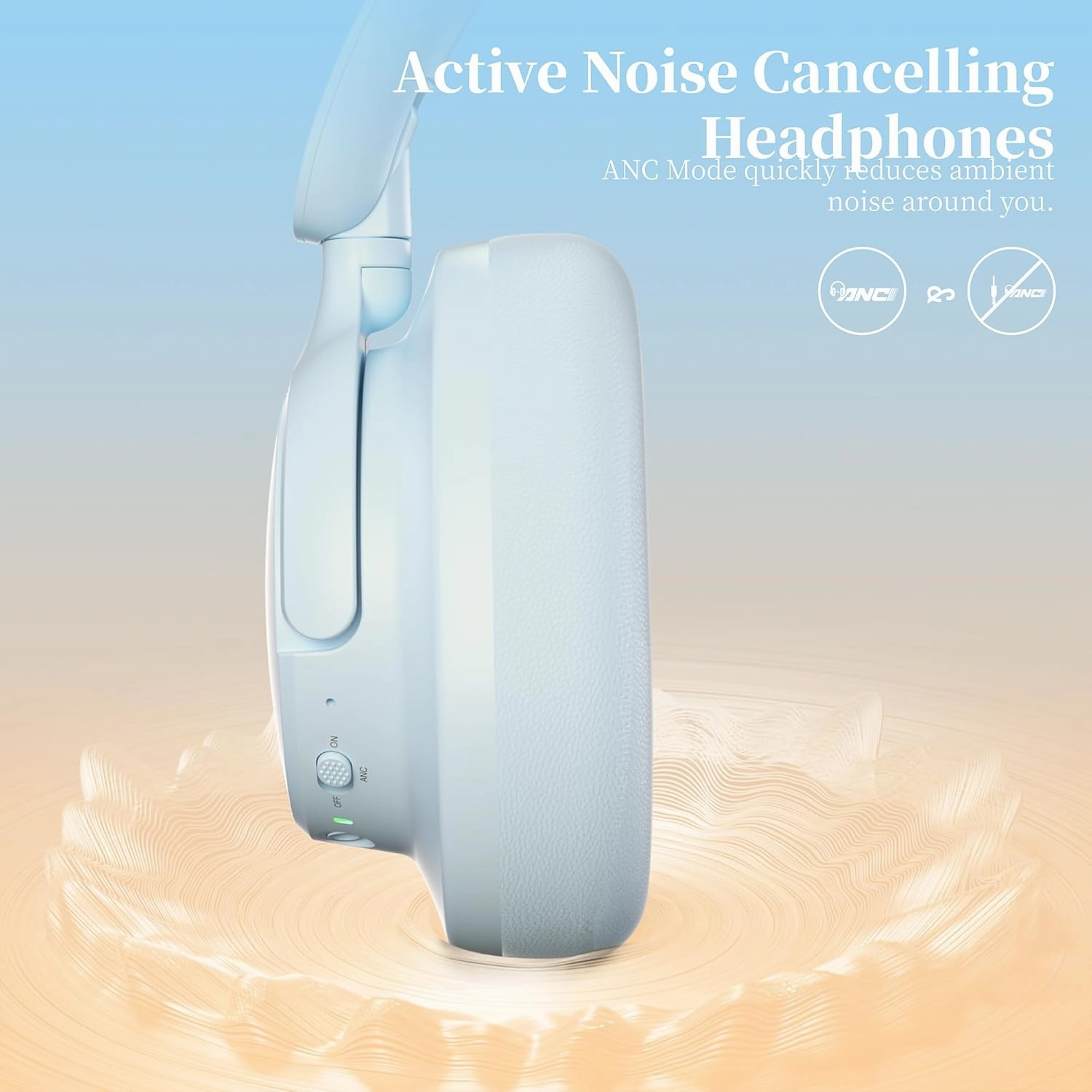 Bluetooth Headphone Over The Ear, Noise Cancelling Headphones Wireless Headsets Bluetooth with Mic, 80H Playtime, Deep Bass, Comfort Fit, Portable Lightweight Headphones for Travel, Home