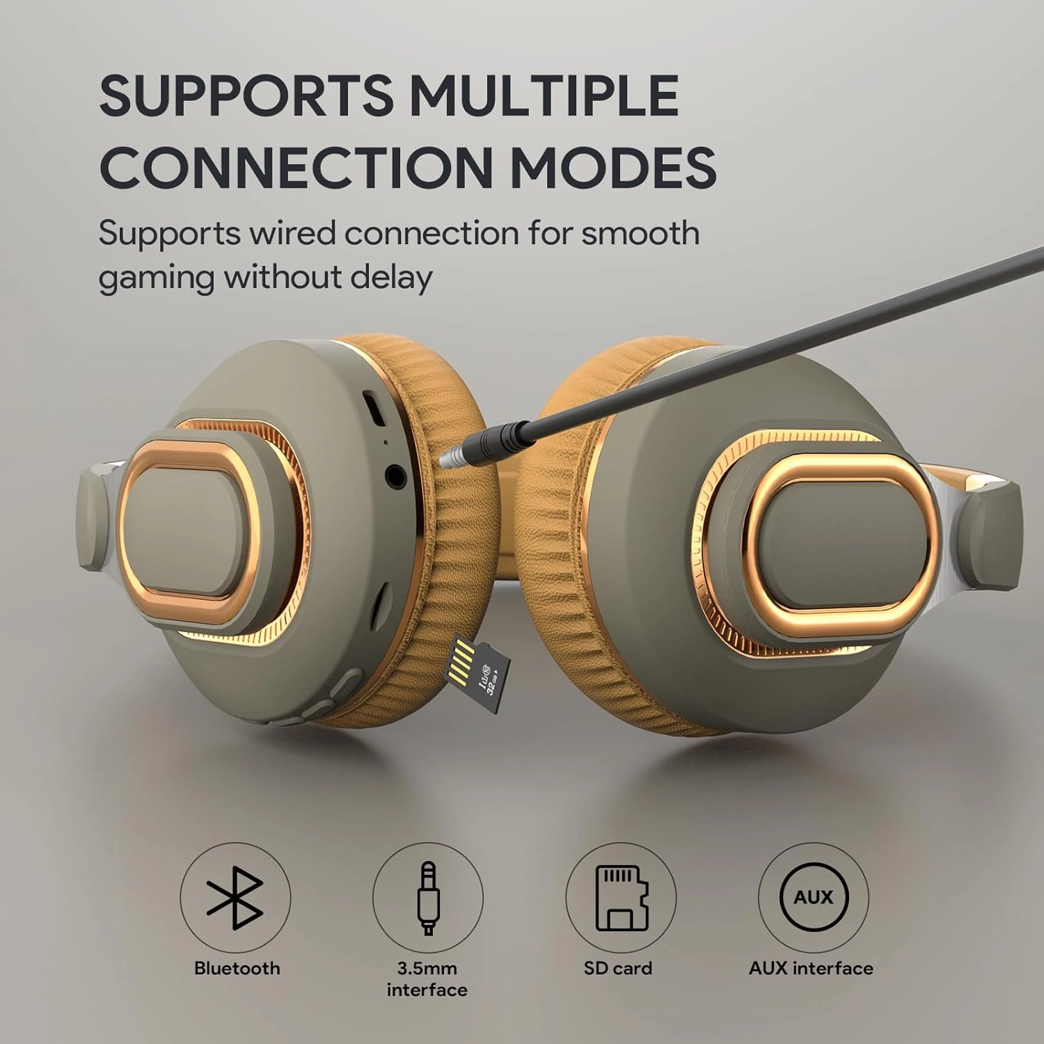 Bluetooth Headphones, Foldable Wireless Over-Ear Headphones with Hidden Mic for Cell Phone, Laptop, PC, Suitable for Music, School, Workouts, and Gaming (Bleen)