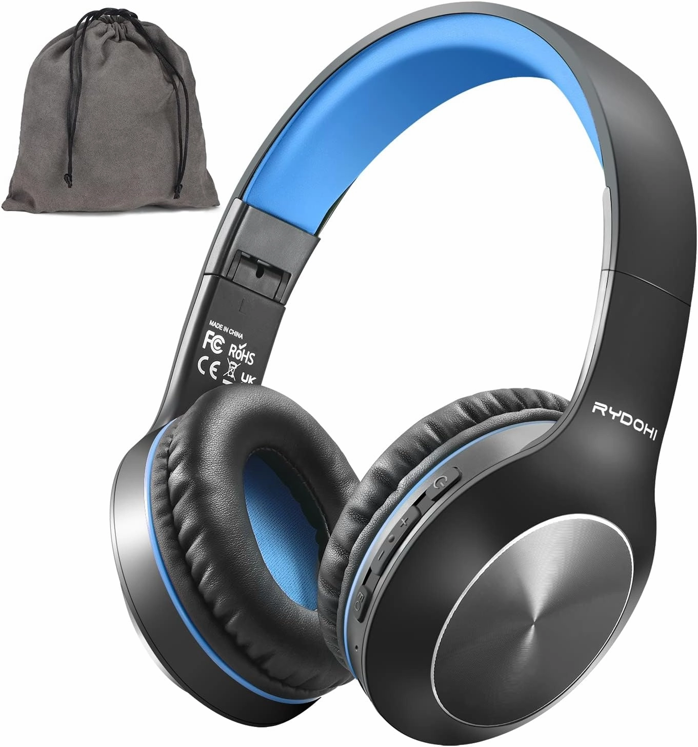 Bluetooth Headphones Over Ear, 68H Playtime 3 EQ Music Modes Wireless Headphones with Microphone/Deep Bass, Foldable Lightweight Headset for PC Home Travel Office(Black Blue) over-ear headphones,closed back headphones,wireless studio cans,