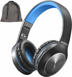 Bluetooth Headphones Over Ear, 68H Playtime 3 EQ Music Modes Wireless Headphones with Microphone/Deep Bass, Foldable Lightweight Headset for PC Home Travel Office(Black Blue) over-ear headphones,closed back headphones,wireless studio cans,