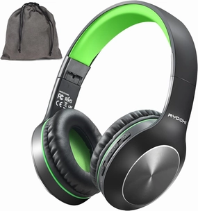 Bluetooth Headphones Over Ear, 68H Playtime 3 EQ Music Modes Wireless Headphones with Microphone/Deep Bass, HiFi Stereo Foldable Headset for PC Home Travel Office (Black Green) over-ear headphones,closed back headphones,wireless studio cans,