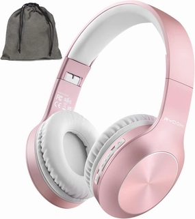Bluetooth Headphones Over Ear, 68H Playtime and 3 EQ Music Modes Wireless Headphones with Microphone/Deep Bass, HiFi Stereo Foldable Lightweight Headset for PC Home Travel Office (Rose Gold) over-ear headphones,closed back headphones,wireless studio cans,