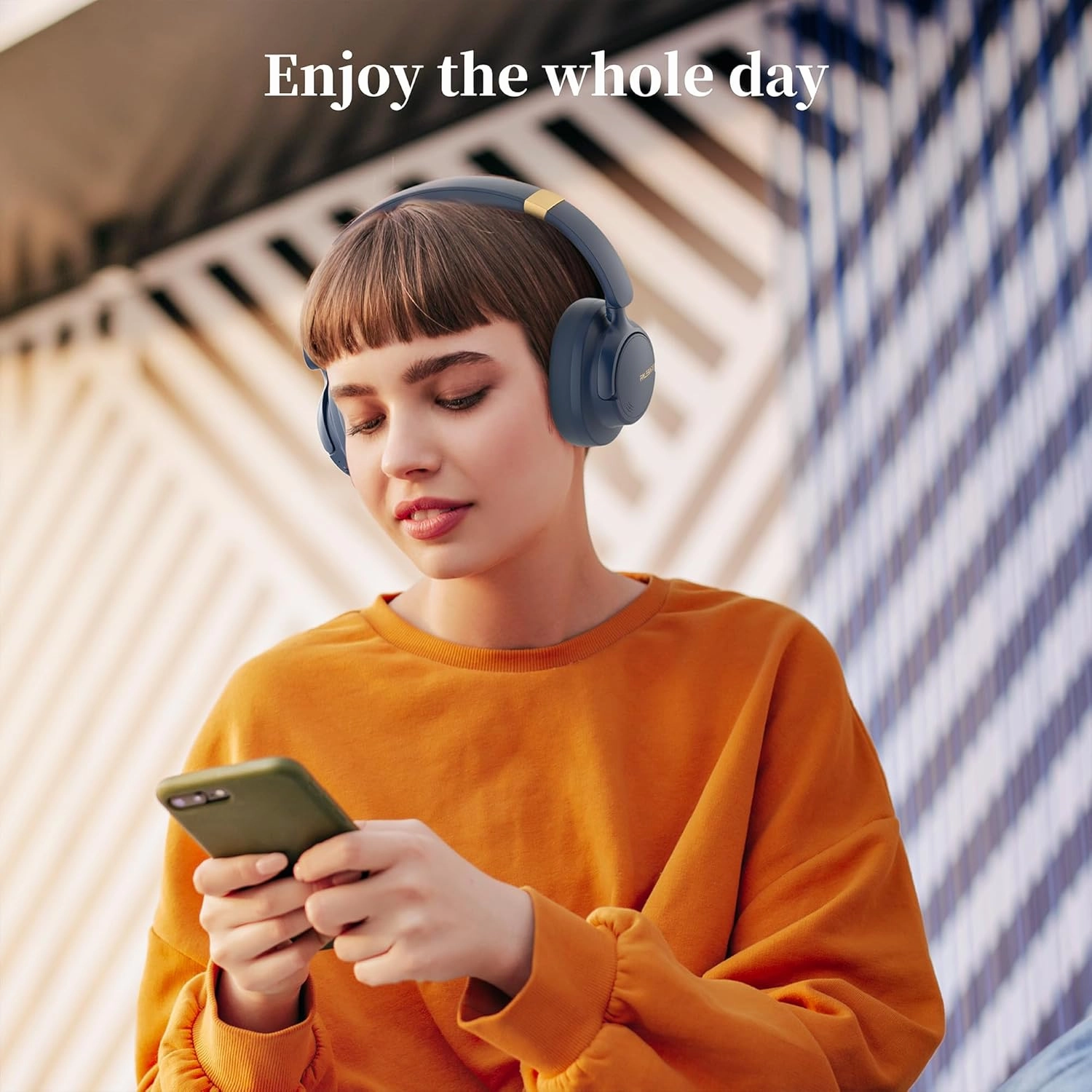 Bluetooth Headphones Over The Ear, Noise Cancelling Headphone Wireless Headsets Bluetooth with Mic, 80H Playtime, Deep Bass, Comfort Fit, Portable Lightweight Headset for Travel, Home