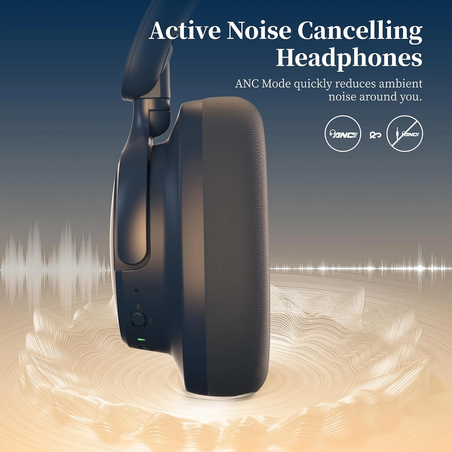 Bluetooth Headphones Over The Ear, Noise Cancelling Headphone Wireless Headsets Bluetooth with Mic, 80H Playtime, Deep Bass, Comfort Fit, Portable Lightweight Headset for Travel, Home