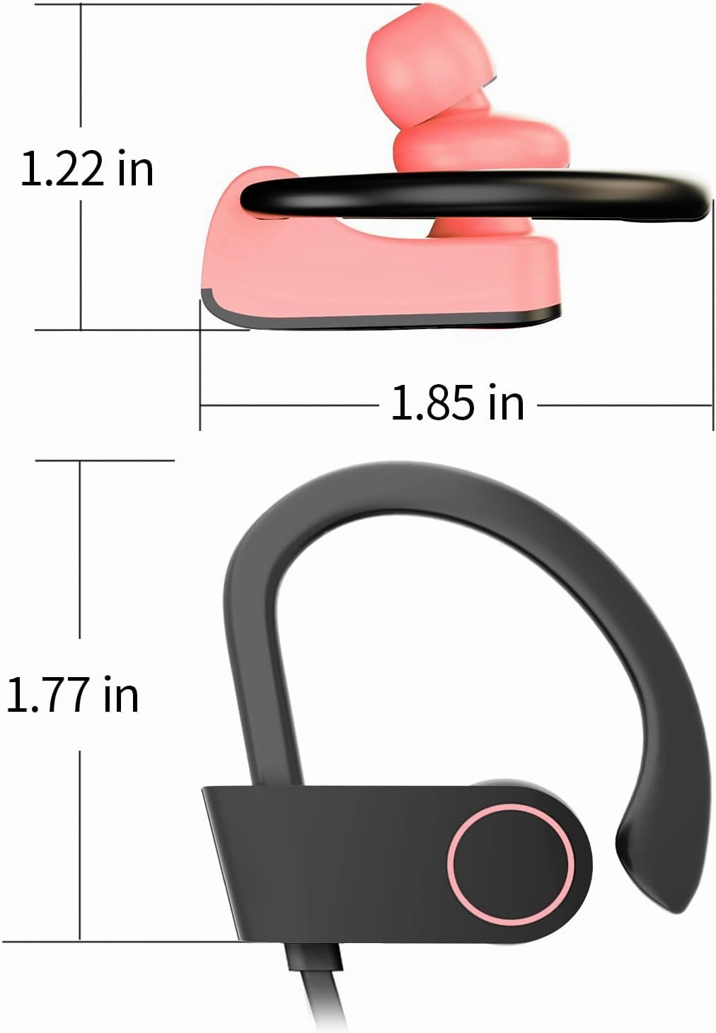 Bluetooth Headphones, Wireless Headphones 16H Playtime Wireless Earbuds with Mic Stereo in-Ear Earphones, IPX7 Waterproof Sports Ear Buds Sound Isolation Headsets for Running, Workout Pink