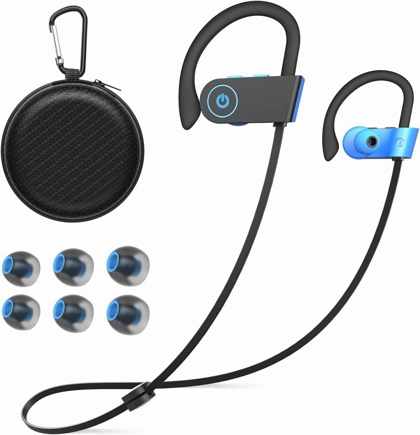 Bluetooth Headphones, Wireless Headphones 16H Playtime Wireless Earbuds with Mic Stereo in-Ear Earphones, IPX7 Waterproof Sports Headphones Sound Isolation Headsets for Running, Workout Blue wireless earbuds,Bluetooth earphones,true wireless stereo,