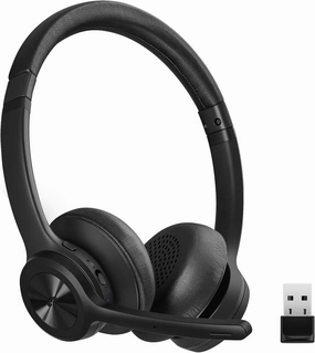 Bluetooth Headset V5.2 with Adapter, Wireless Headphones with Noise Cancelling Microphone, On Ear Wireless Headset for Cell Phones Laptop Computer noise cancelling headphones,ANC headphones,travel headphones,