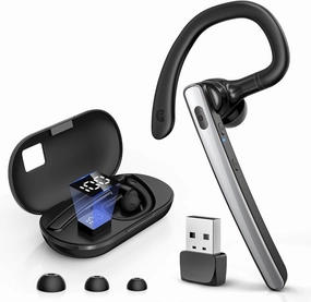 Bluetooth Headset V5.3, Wireless Bluetooth Earpiece with 600mAh Charging Case, 110H Playtime, Hands Free Headset for Cell Phone and Computer with Built-in Microphone for Work Trucker Office reference headphones,neutral sound headphones,monitor headphones,