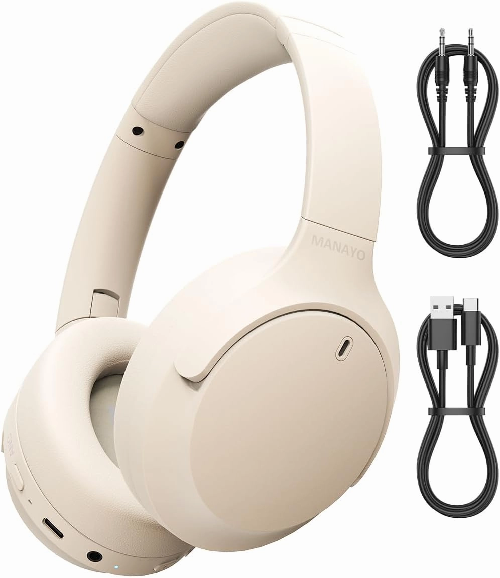 Bluetooth Over Ear Headphones, Foldable and Rotatable Wireless Wired ANC Headphones with Microphone for Cell Phone, Computer, Laptop, 150 Hours Playtime, Bluetooth 5.3v, 38ms Low Latency noise cancelling headphones,ANC headphones,travel headphones,