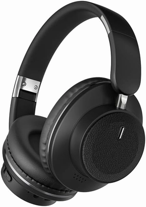 Bluetooth Over-Ear Headphones, Foldable Wireless Headphones with Hidden Mic for Cell Phone, PC, Laptop, Suitable for Music, School, Workouts, and Gaming (Black) over-ear headphones,closed back headphones,wireless studio cans,