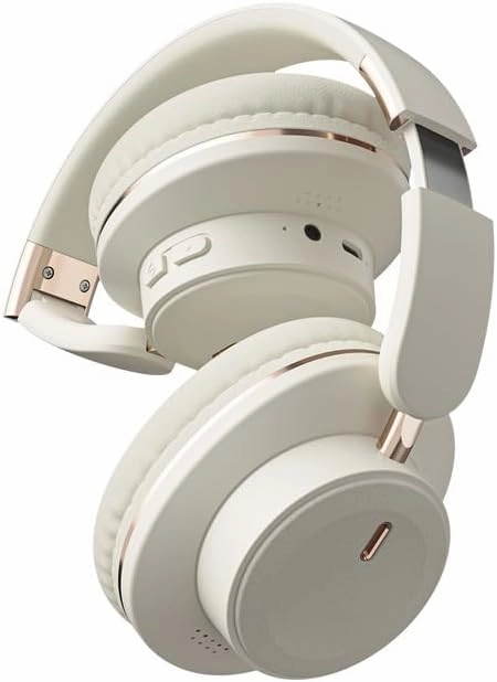 Bluetooth Over-Ear Headphones, Foldable Wireless Headphones with Hidden Mic for Cell Phone, PC, Laptop, Suitable for Music, School, Workouts, and Gaming (White)
