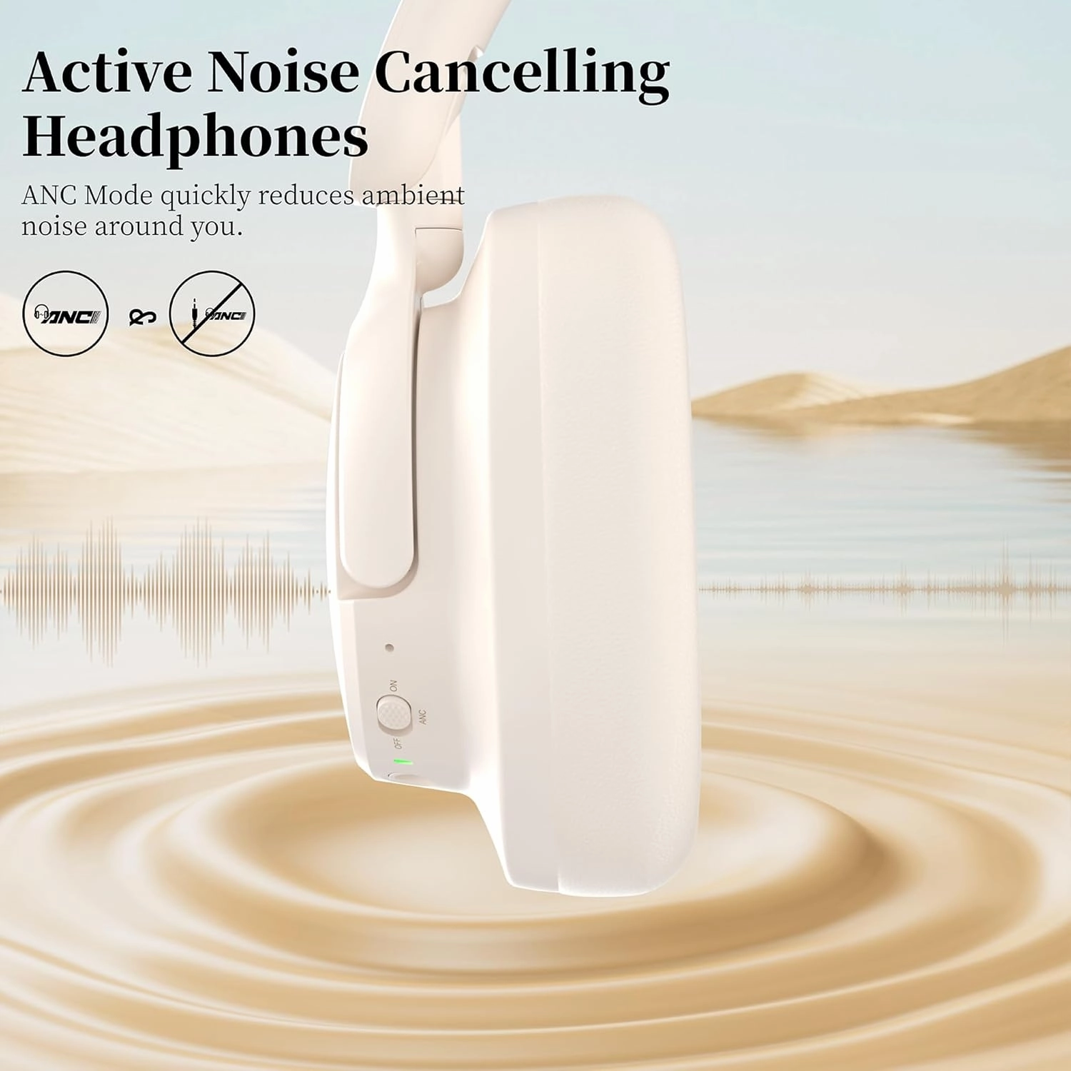 Bluetooth Over-Ear Headphones, Noise Cancelling Wireless with Mic, 80H Playtime, Deep Bass, Comfort Fit, Portable Lightweight for Travel & Home