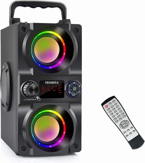 Bluetooth Speaker, 40W (60W Peak) Portable Wireless Speaker with Colorful Lights, Double Subwoofer Heavy Bass, FM Radio, MP3 Player, Bluetooth 5.0, Loud Stereo speakers for Home Outdoor Party Camping floorstanding speakers,tower speakers,stereo floor speak