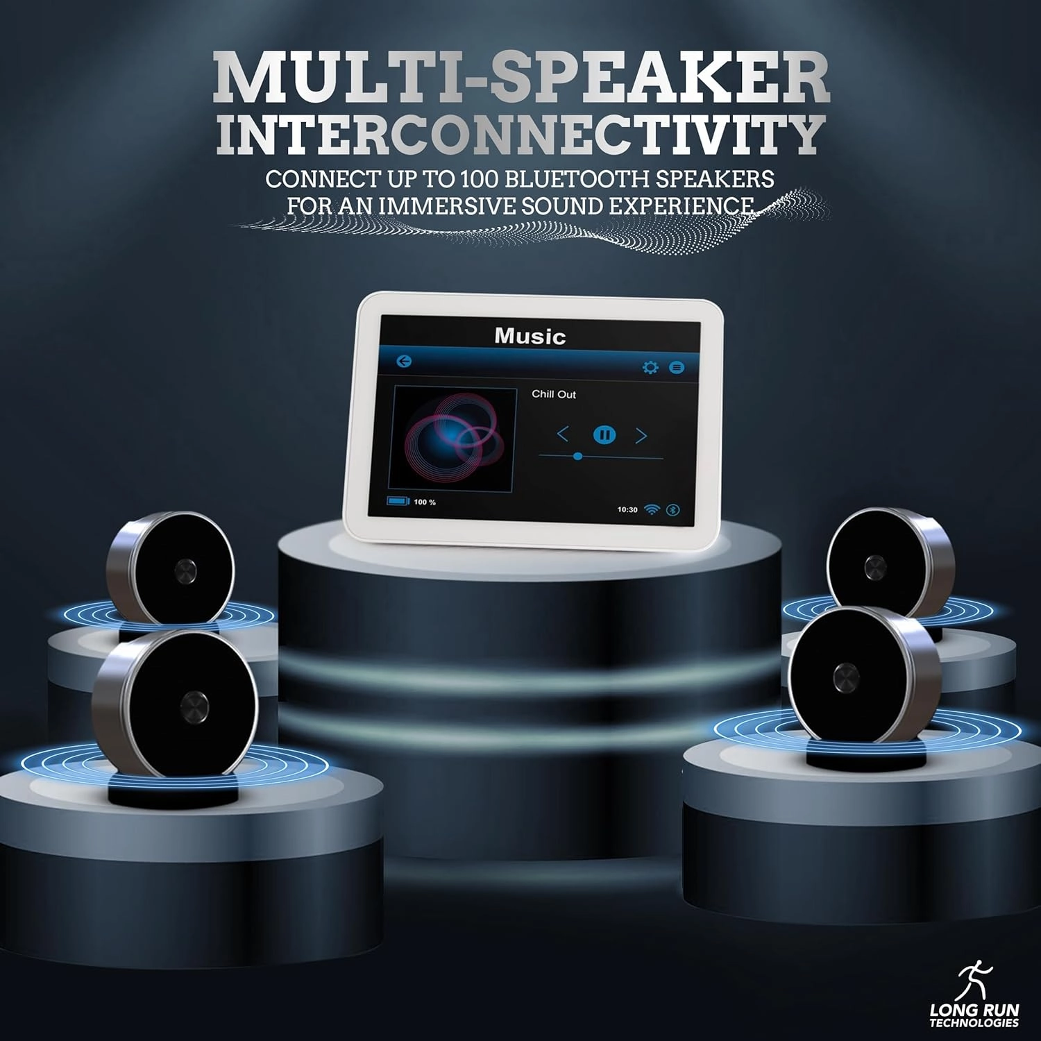 Bluetooth Speaker Set: Wireless Stereo Dual Pairing Portable Twin TWS System With Big Rich Bass Hi-Fi Multi-Room Indoor Outdoor Use Home Deck Pool Work Travel Party Camping Gift Decor Idea (Chrome)