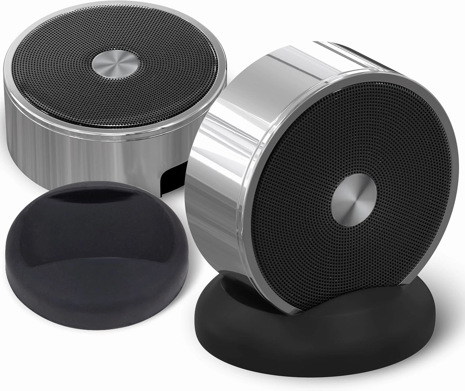 Bluetooth Speaker Set: Wireless Stereo Dual Pairing Portable Twin TWS System With Big Rich Bass Hi-Fi Multi-Room Indoor Outdoor Use Home Deck Pool Work Travel Party Camping Gift Decor Idea (Chrome) wireless speakers,portable Bluetooth speaker,multiroom spe
