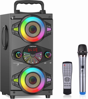 Bluetooth Speakers, 60W Portable Wireless Loud Outdoor Home Party Bluetooth Speaker with Subwoofer, FM Radio, LED Colorful Lights, Microphone, Remote and Big Powerful Stereo Deep Bass Sound Boombox wireless speakers,portable Bluetooth speaker,multiroom spe
