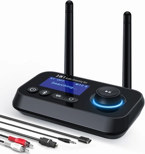 Bluetooth Transmitter Receiver 3-in-1 Bluetooth 5.3 Audio Adapter for 2 Headphones with Dual Antenna Bypass Volume Control LCD Display 3.5mm Aux/Optical/RCA for Home Stereo TV Speaker PC wireless audio bridge,Bluetooth transmitter,WiFi audio link,