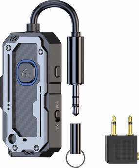 Bluetooth Transmitter Receiver Audio Adapter, Wireless AUX for 2 Headphones/iPhones, Use 3.5mm Jack for Airplanes, Car Radio, TVs, PCs, amplifiers, Home Stereos Audio Steaming, Hands-Free Call wireless audio bridge,Bluetooth transmitter,WiFi audio link,