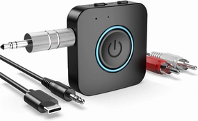 Bluetooth Transmitter Receiver, LAICOMEIN V5.0 2-in-1 Adapter, Wireless for TV PC MP3 Gym Airplane, Receiver Speakers Headphones Boat Car wireless audio bridge,Bluetooth transmitter,WiFi audio link,